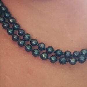 Black Pearl Beaded 36" Lanyard Or Necklace